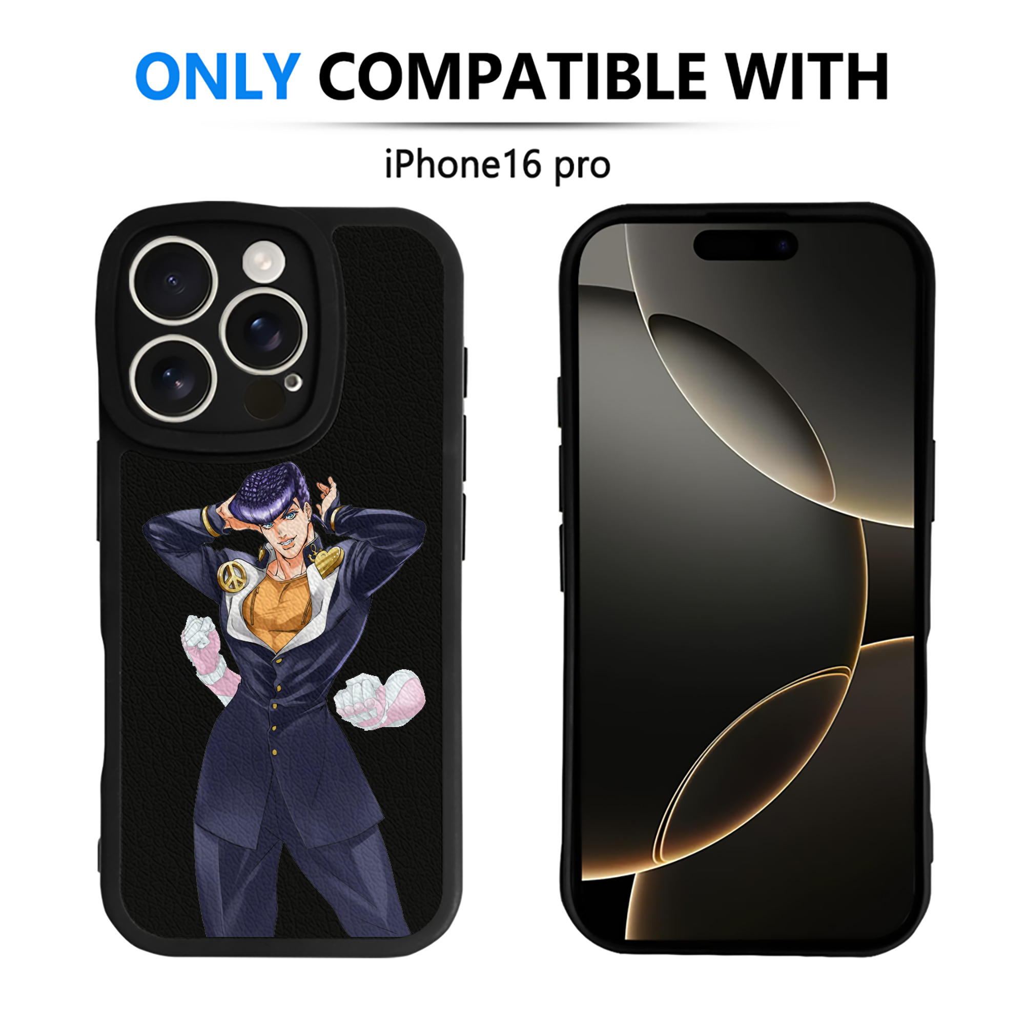（画像用） ジョジョの奇妙な冒険 ひがしかた じょうすけ JoJo's Bizarre Adventure Higashikata Josuke 【iPhone 16シリーズ対応】シリコンスマホケース（レザー調） 材質：シリコン